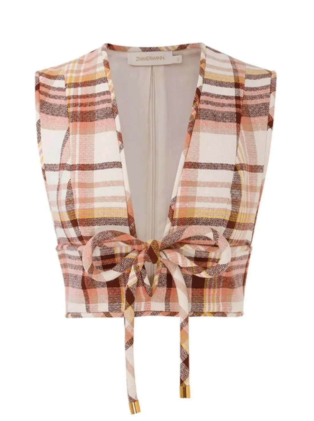 Zimmermann The Matchmaker Check Bow Bodice and Pencil Skirt in Cream Size 1/Au 10 photo 2