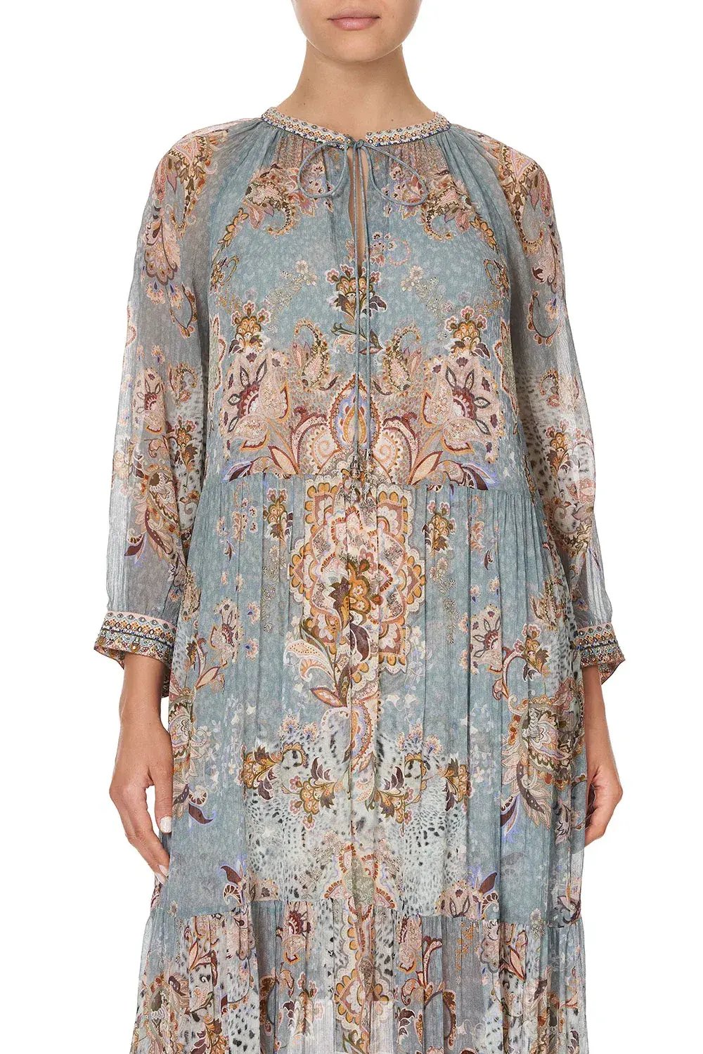Camilla Le Palais Du Zahir Long Gathered Panel Dress Print Size 14 photo 2