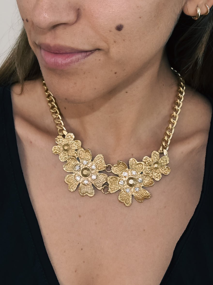 Saint Laurent YSL Floral Necklace Gold photo 3
