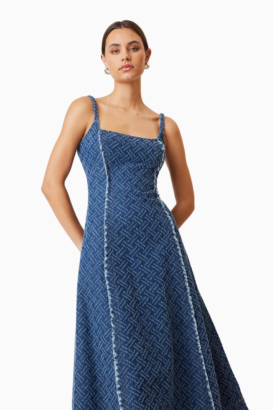 Elliatt Cora Denim Midi Dress - Navy photo 4