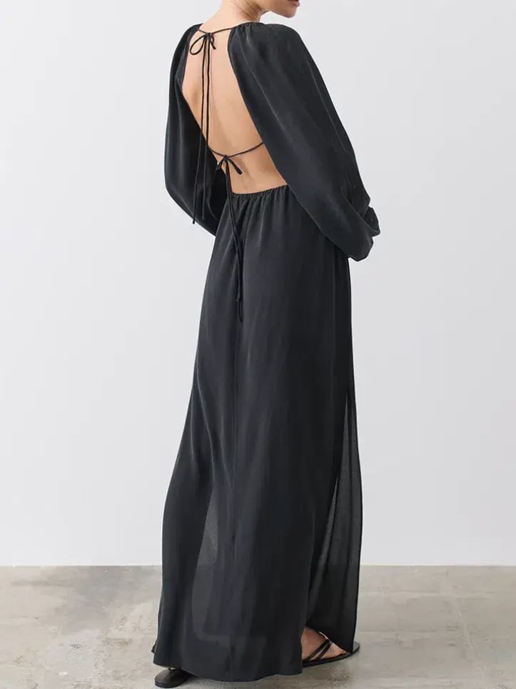 Joslin Lois Silk Maxi Dress in Sandwash Black photo 3