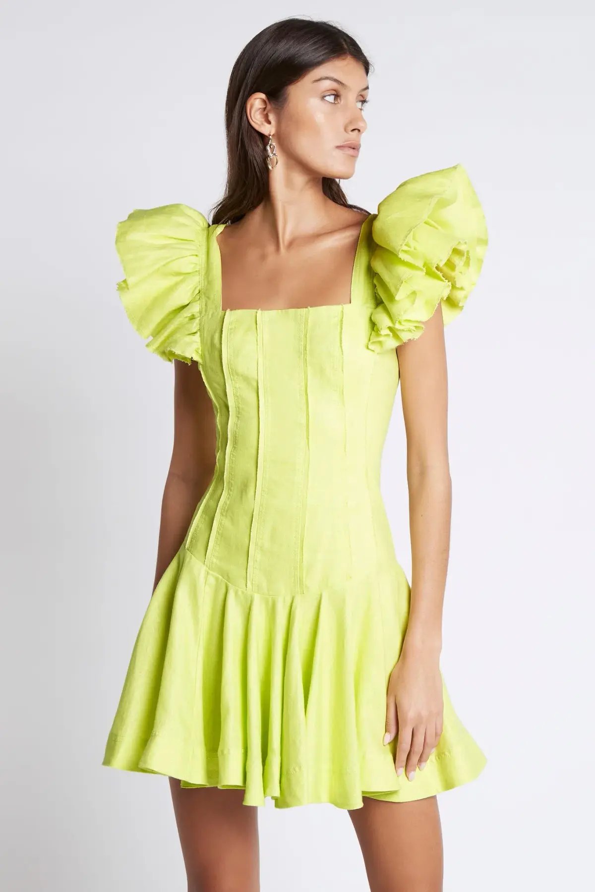 Aje Breathless Frill Sleeve Mini Dress Green Size 8 / S photo 2