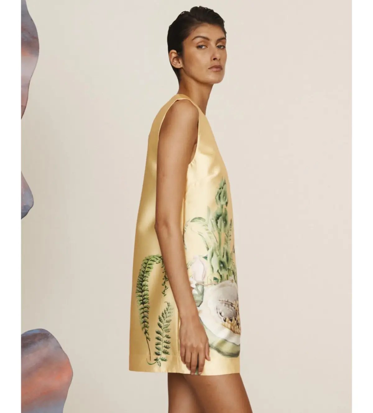 Alemais Sol Satin Crepe Mini Dress Yellow Size 10 photo 3