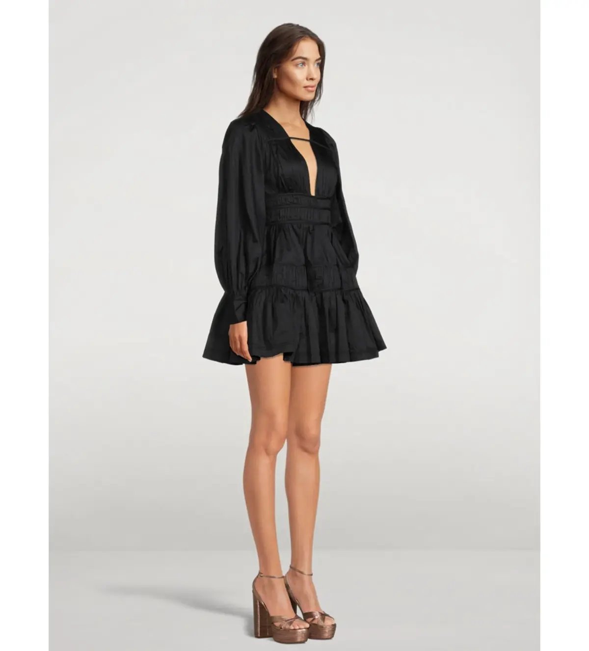 Aje Fallingwater Fallingwater Gathered Mini Dress in Black Size S / AU 8 photo 2