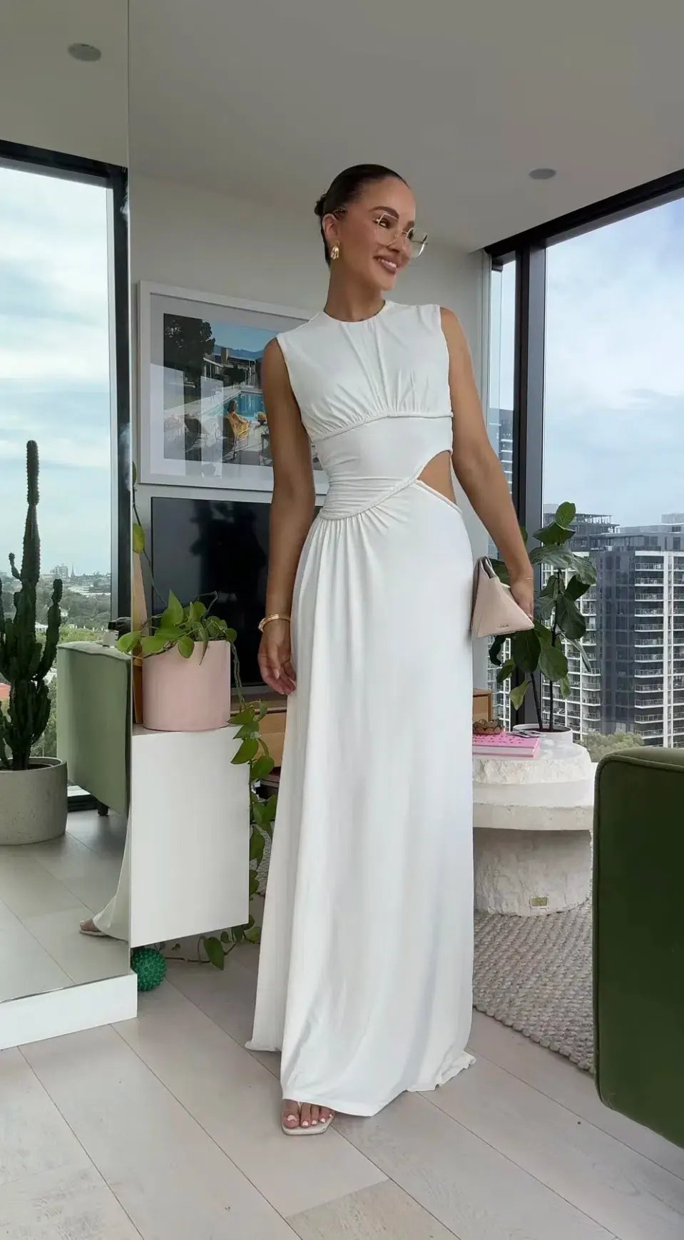 Misha The Sierra Jersey Gown Ivory White Size 12 photo 5