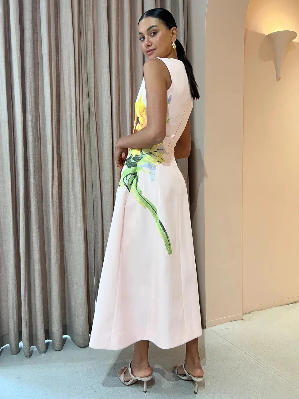 Leo Lin Sleeveless Cleo Midi In Sunflower Pink Size AU 8 photo 3