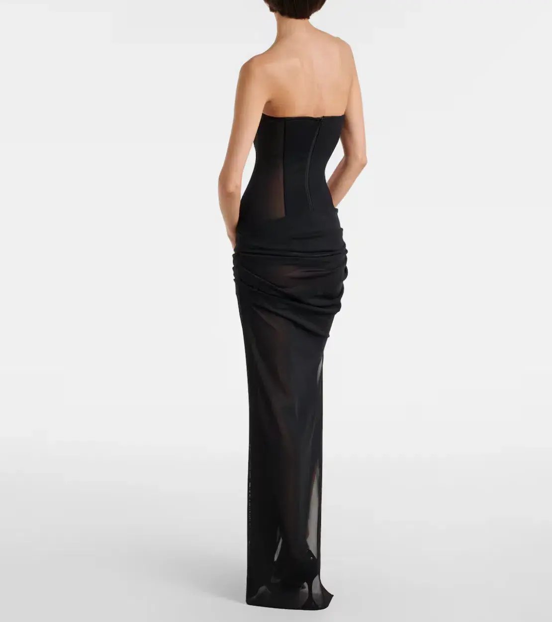 ALEX PERRY SHEER STRAPLESS CORSET DRESS IN BLACK STRETCH MESH AU 10 photo 2