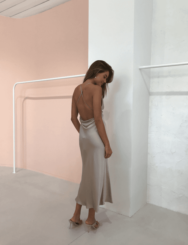 Bec & Bridge Pearl Bay Backless Midi Dress Champagne/Nude Size 12 photo 2