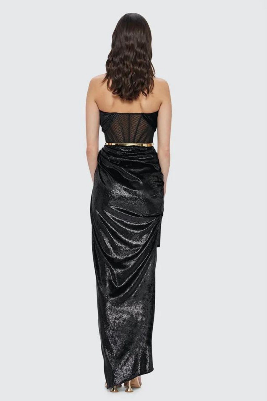 Leo Lin Madelyn Velvet Draped Split Dress photo 2