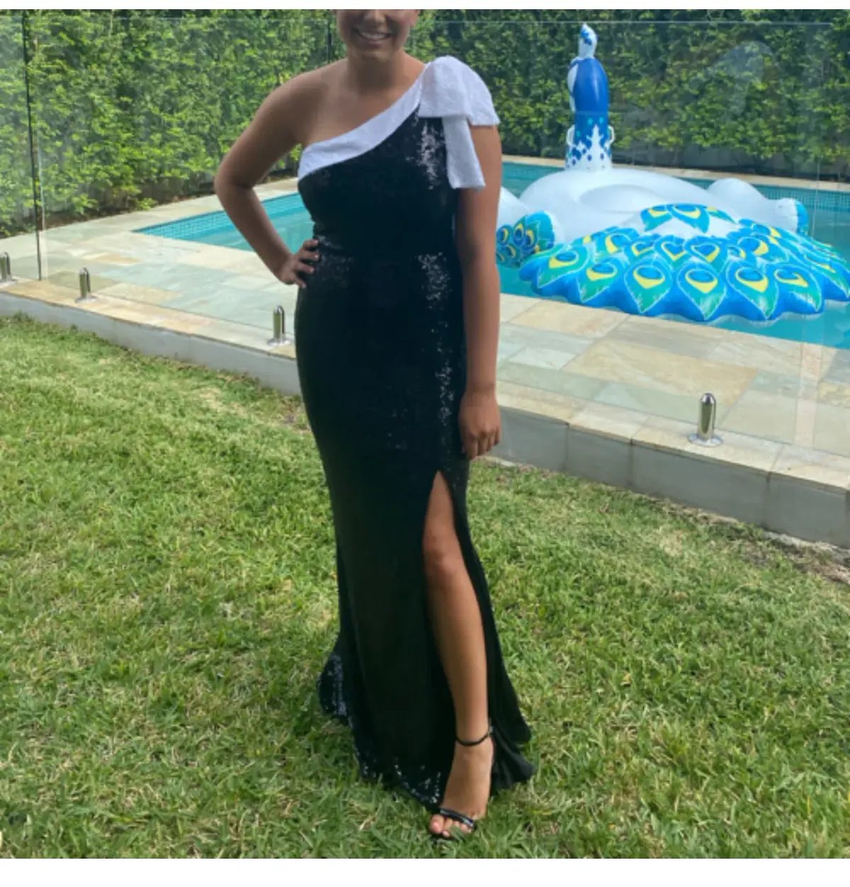 Bariano Bondi Shoulder Bow Gown Black Size 10 photo 2