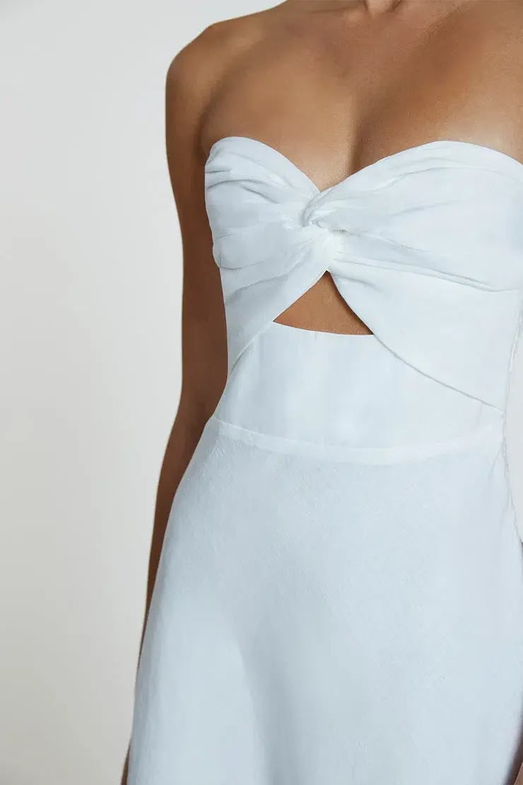 By Johnny Penelope Strapless Midi Dress Ivory Size 6 photo 2