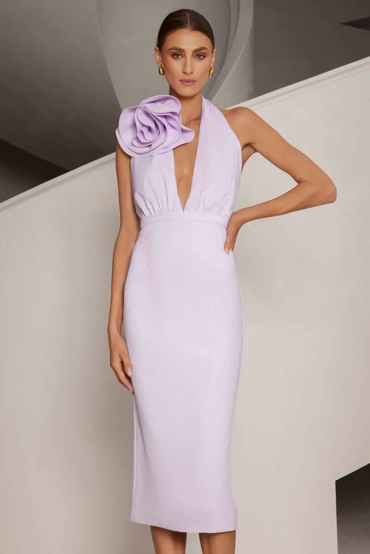 Elle Zeitoune Angela Lavender Outlet Midi Dress Lilac Size 8 photo 2