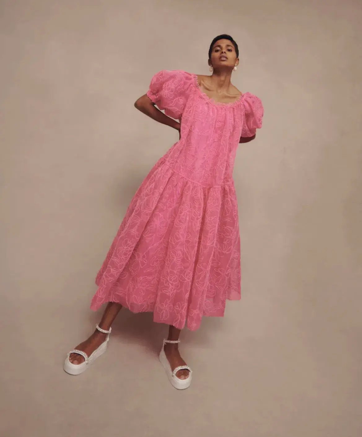Aje Evangeline Cornelli Midi Dress Protea Pink Size 16 photo 3