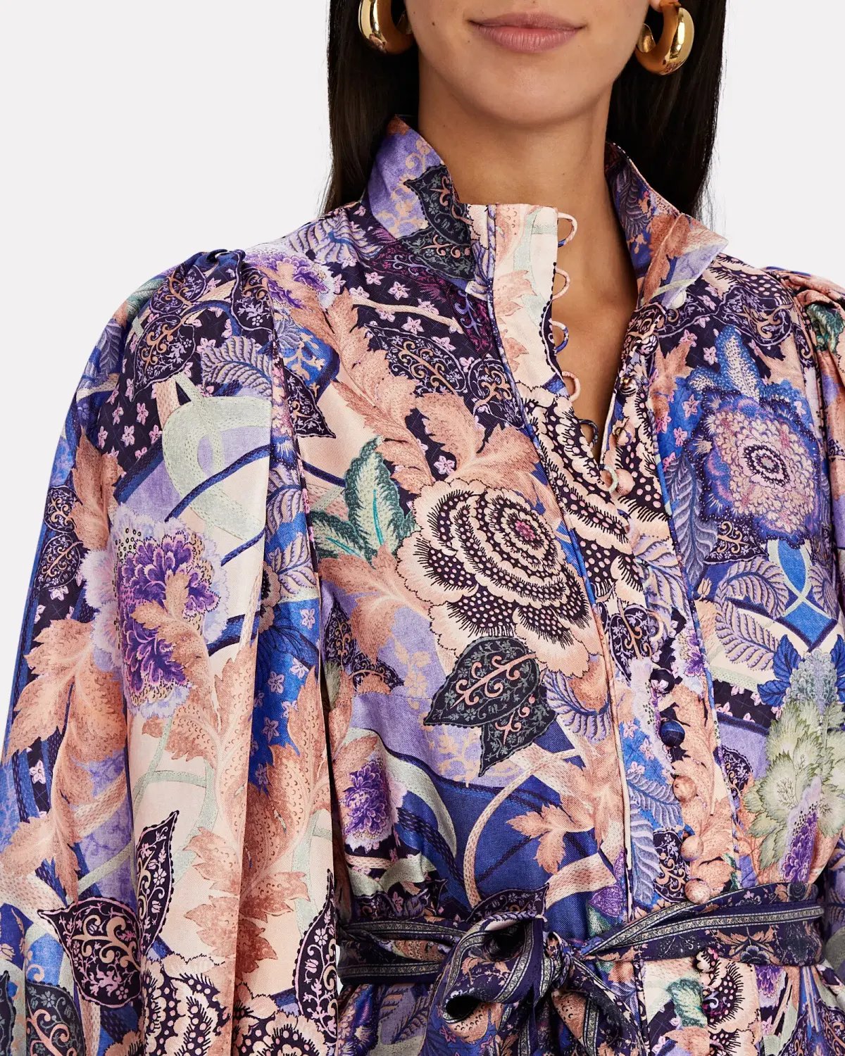 Zimmermann Celestial Buttoned Mini Dress Amethyst Floral Size 1/Au 10 photo 3