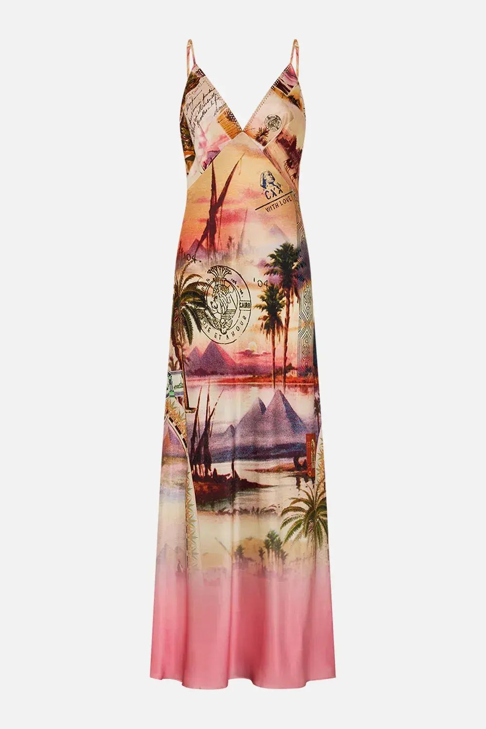 Camilla V Neck Full Length Bias Slip Maxi Dress Millas Got Mail Size 8 photo 3