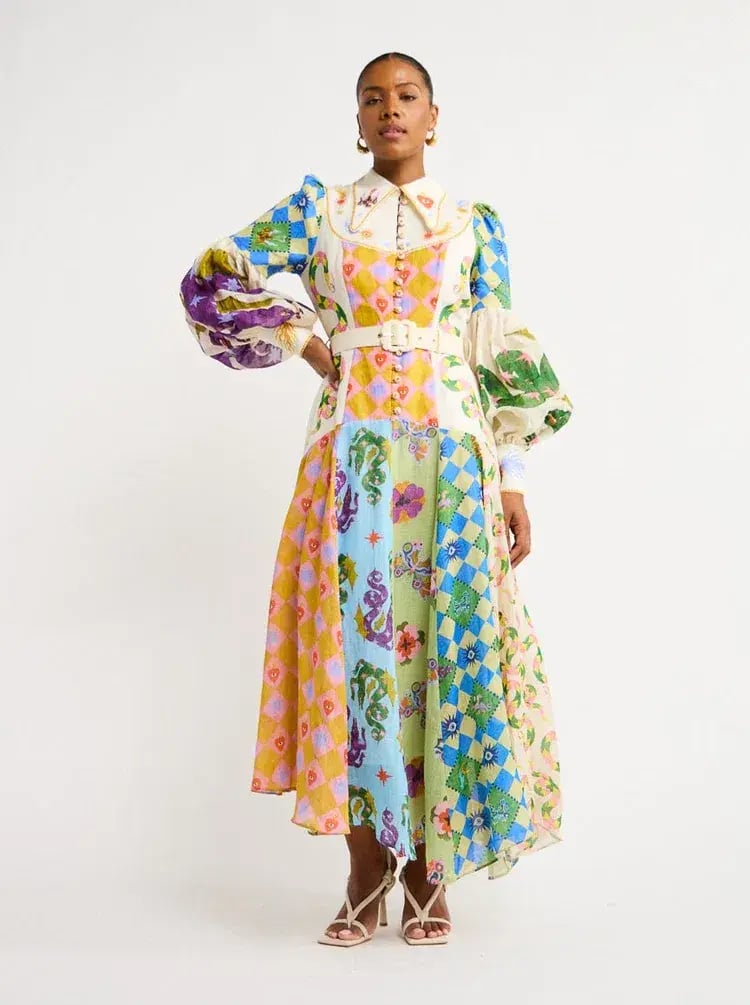 Alemais Lou Balloon Sleeve Shirt Dress Multi Size 14 photo 3