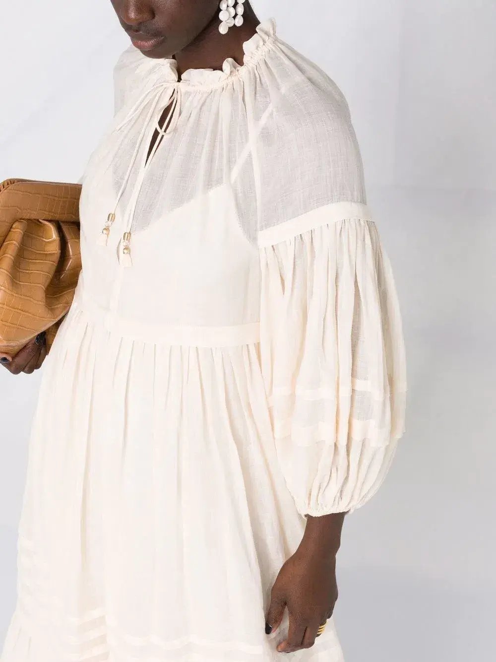 Zimmermann Moonshine Tuck Midi Dress Cream Size 1 / AU 10 photo 4