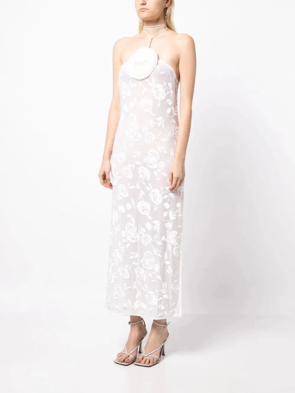 Magda Butrym Flower Applique Ivory Midi Dress White Size 34/AU 6 photo 2