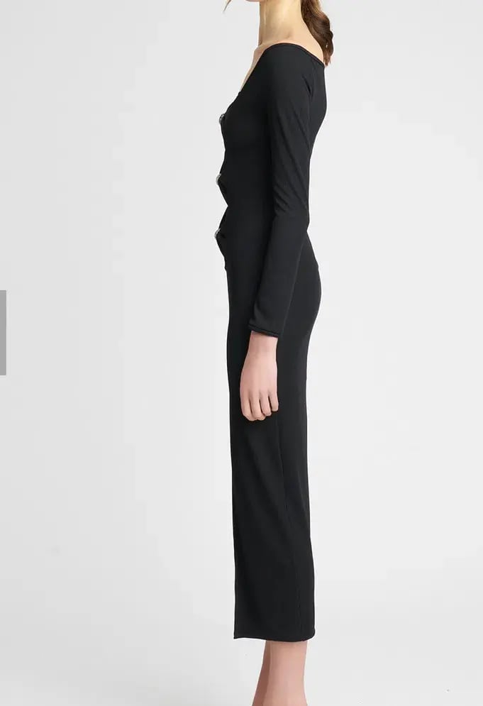 Nicola Finetti Romina Dress Black Size 10 photo 3