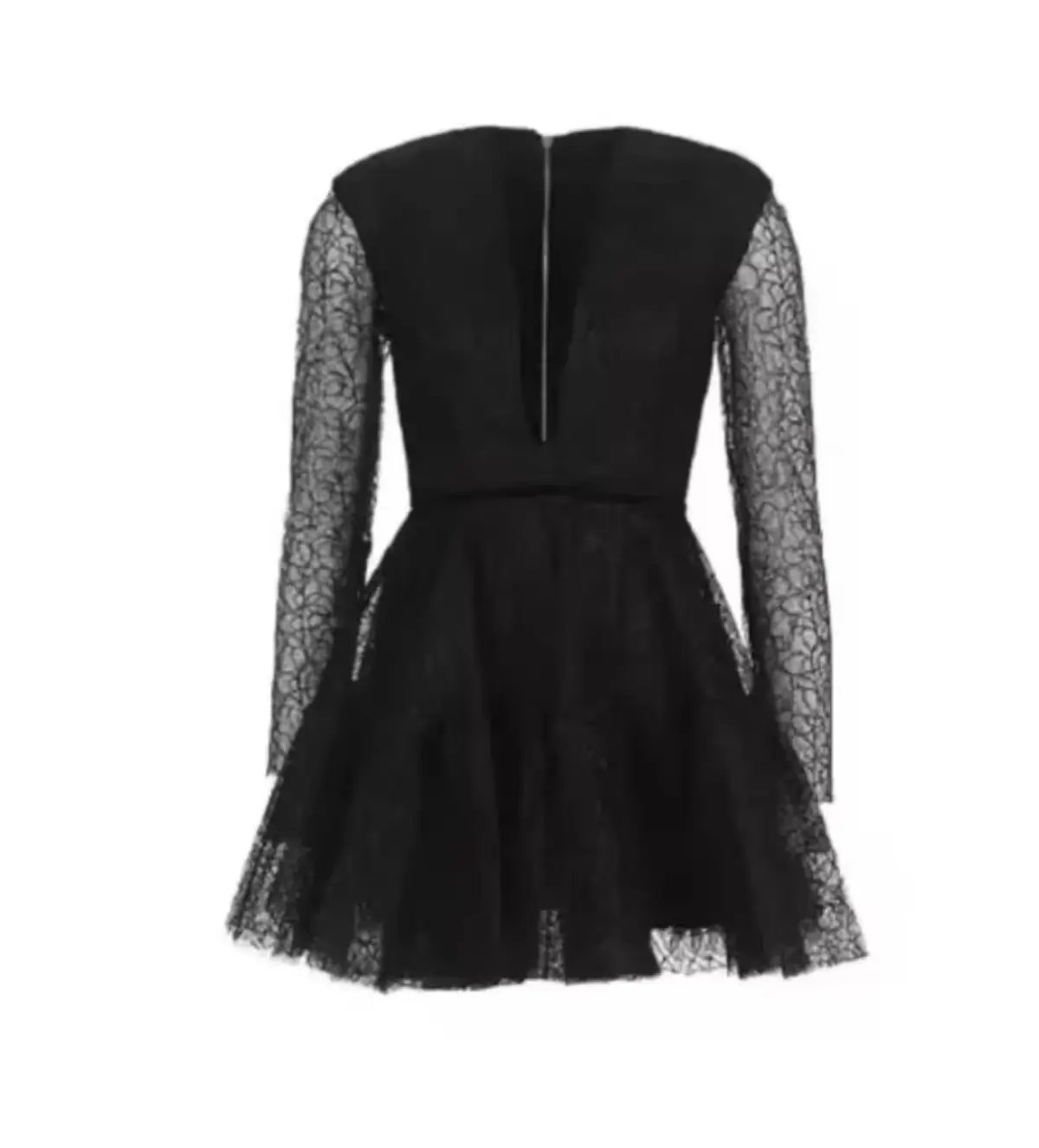 Alex Perry Diana Black Tulle Long Sleeve Mini Dress in Black Tulle Size AU 4 photo 4