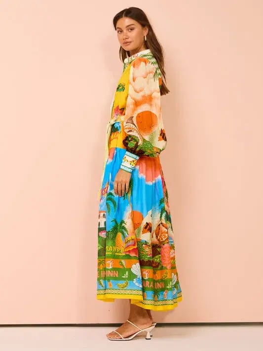 Alemais Paradiso Midi Shirtdress Multi Print Size 16 photo 5