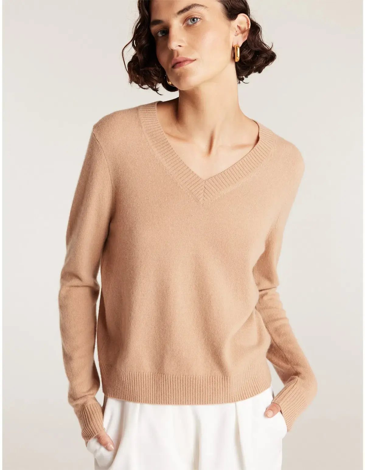 Perri Cutten Cashwool V Neck Jumper Chestnut Size 16/L photo 5