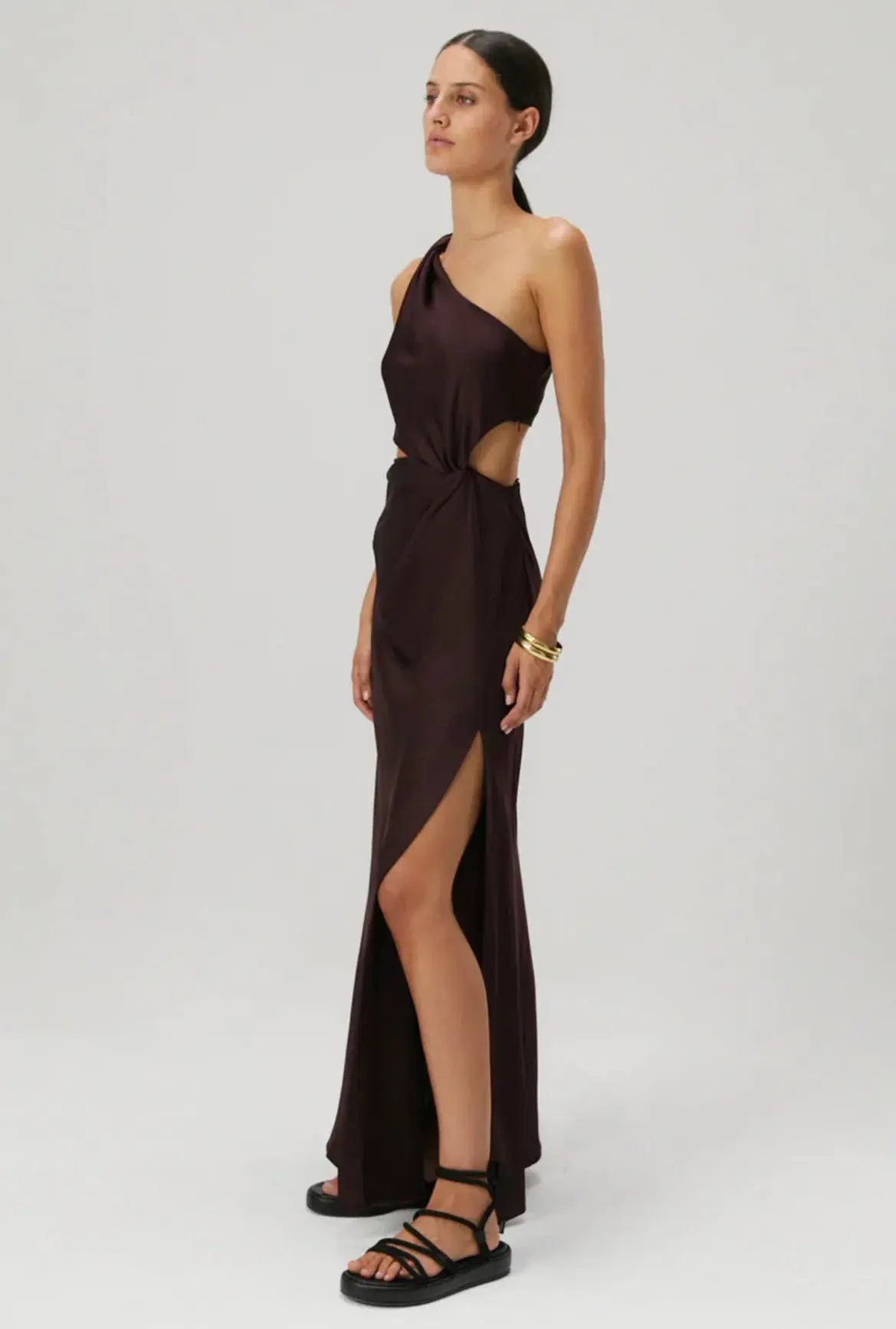 Misha Kristin Satin Gown Port Size 8 photo 4