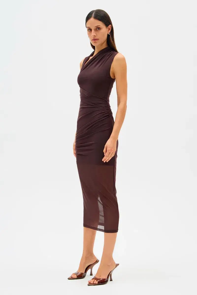 Misha Tillie Mesh Midi Dress Brown Size 8/S photo 3