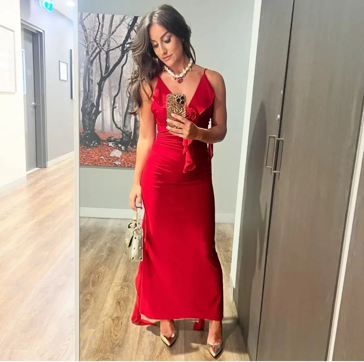 Melani The Label Red Floor Length Dress Red XS/Au 8 photo 5