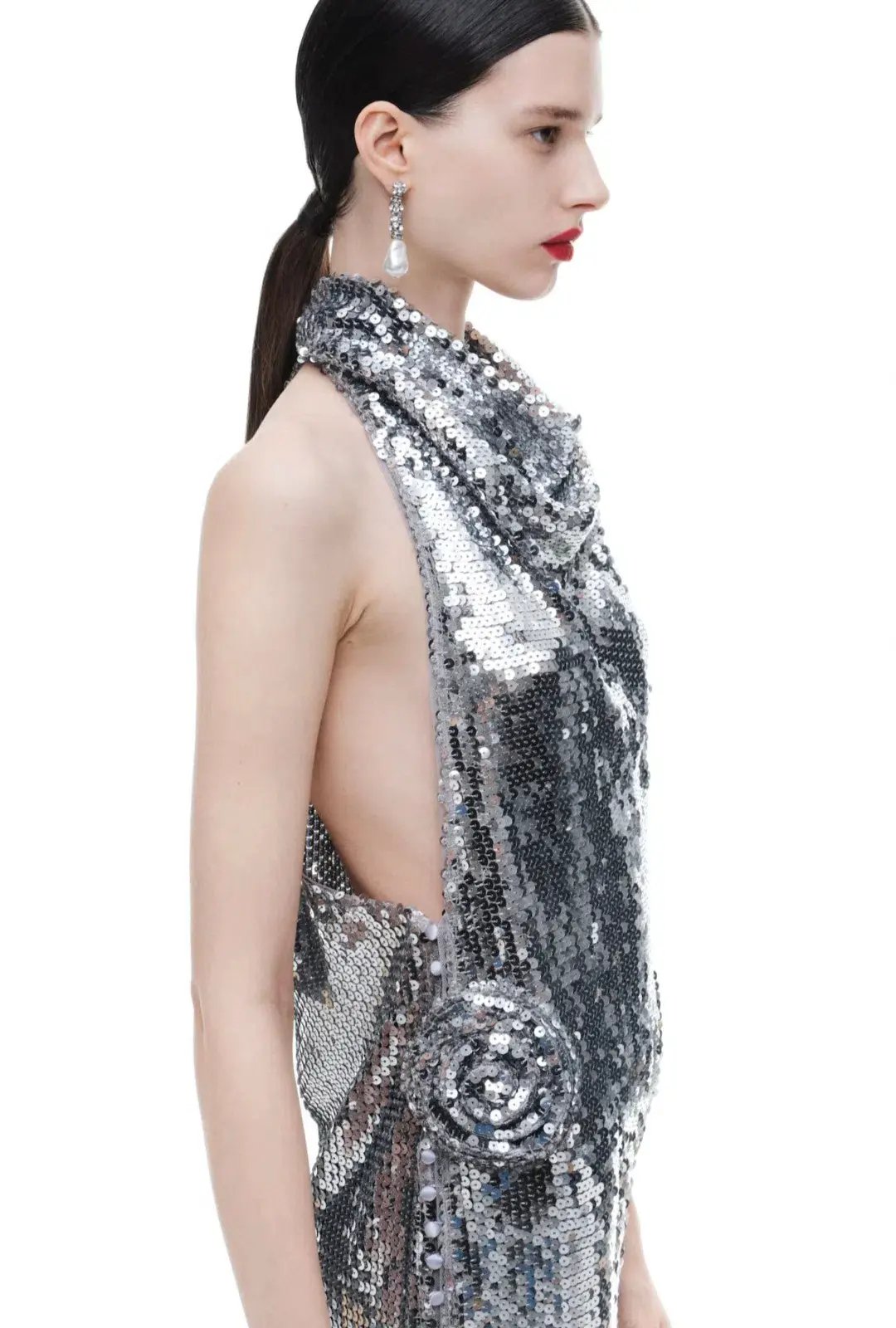 Magda Butrym x H&M Sequin Rose Appliqué Maxi Dress Size XL/AU14 photo 3