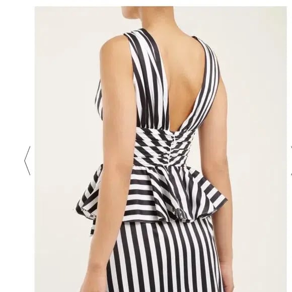 Caroline Constas Cotton Peplum Striped Top Print Size 10 photo 3