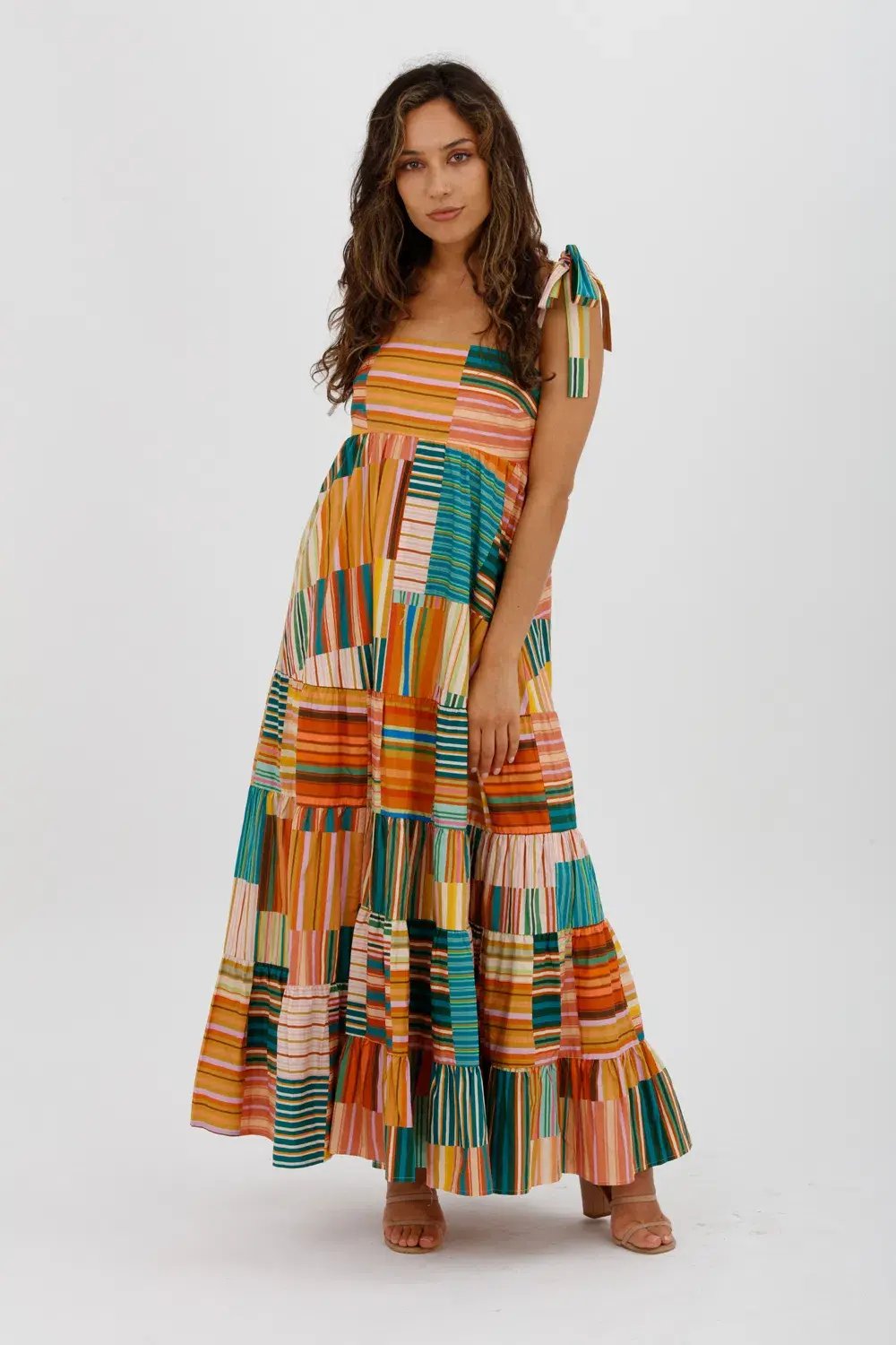 Alemais  Sloane Tiered Midi Dress Multi Size 10 photo 2