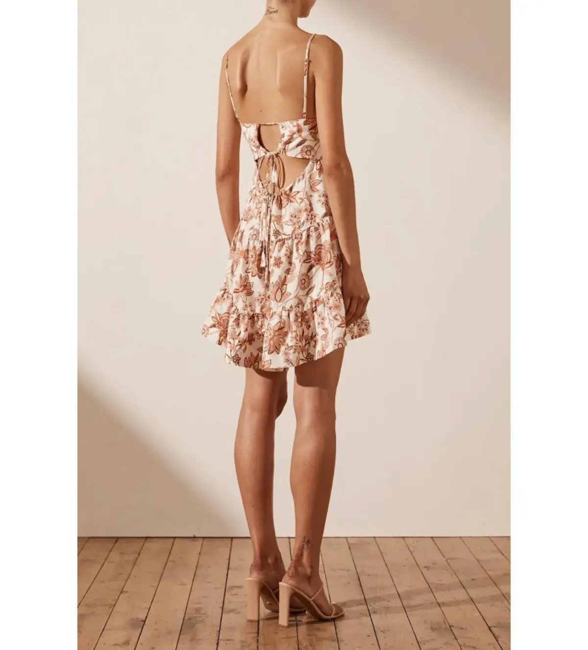 Shona Joy Carolina Linen Tiered Mini Dress in Print Size XS / AU 6 photo 2