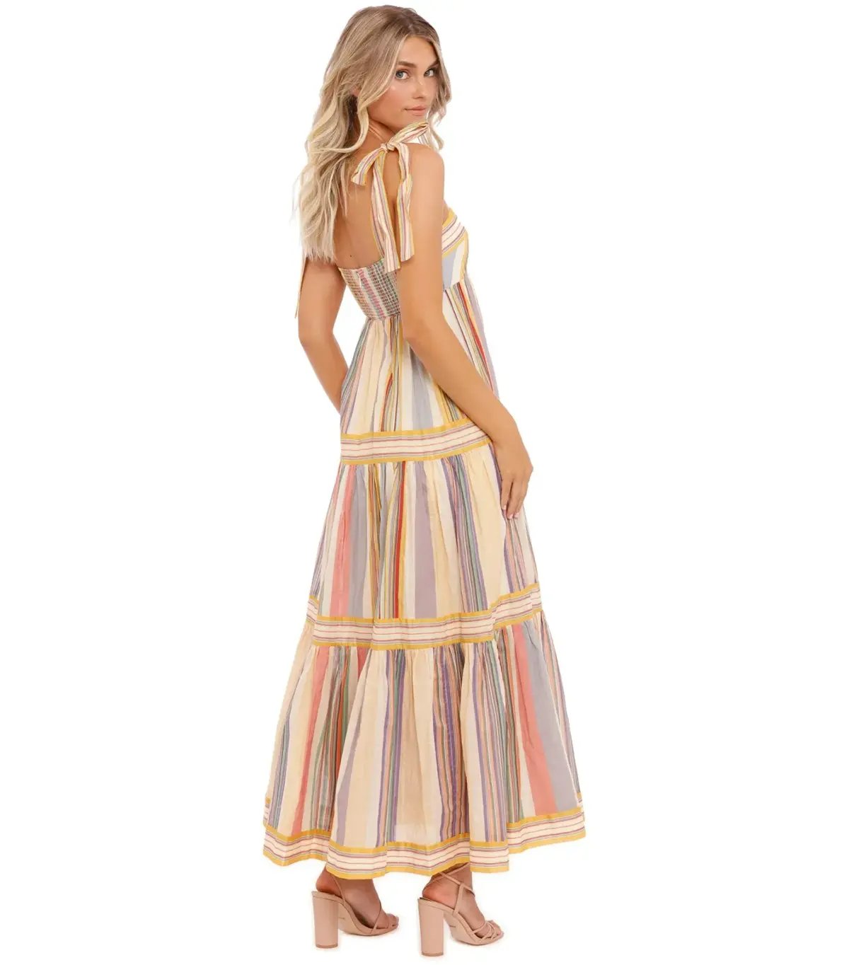 Zimmermann Mae Striped Cotton Maxi Dress in Multi Stripe Size 0 / AU 8 photo 3