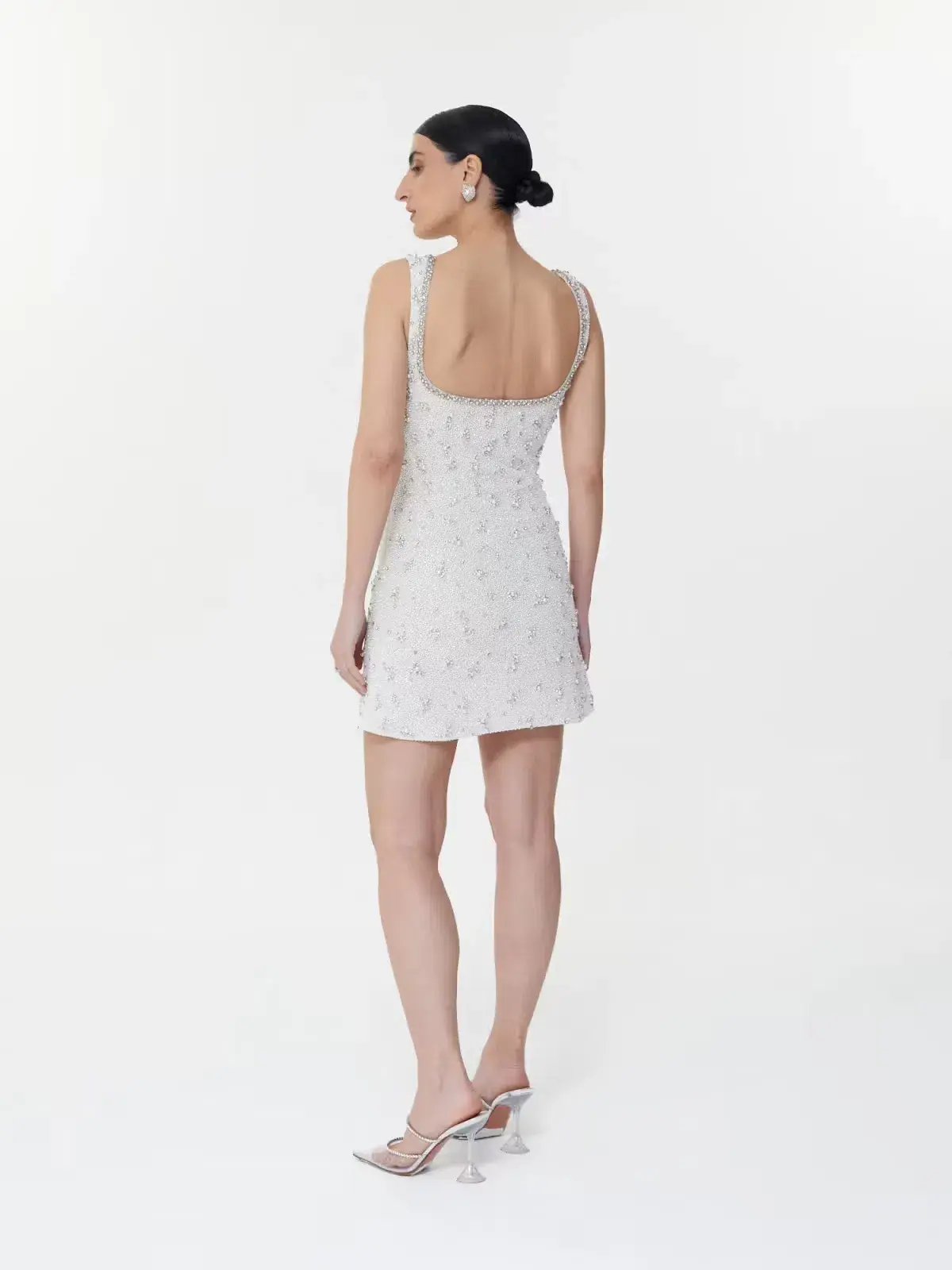Clio Peppiatt Embellished Stretch Tulle Mini Dress In Ivory Size 8 photo 2