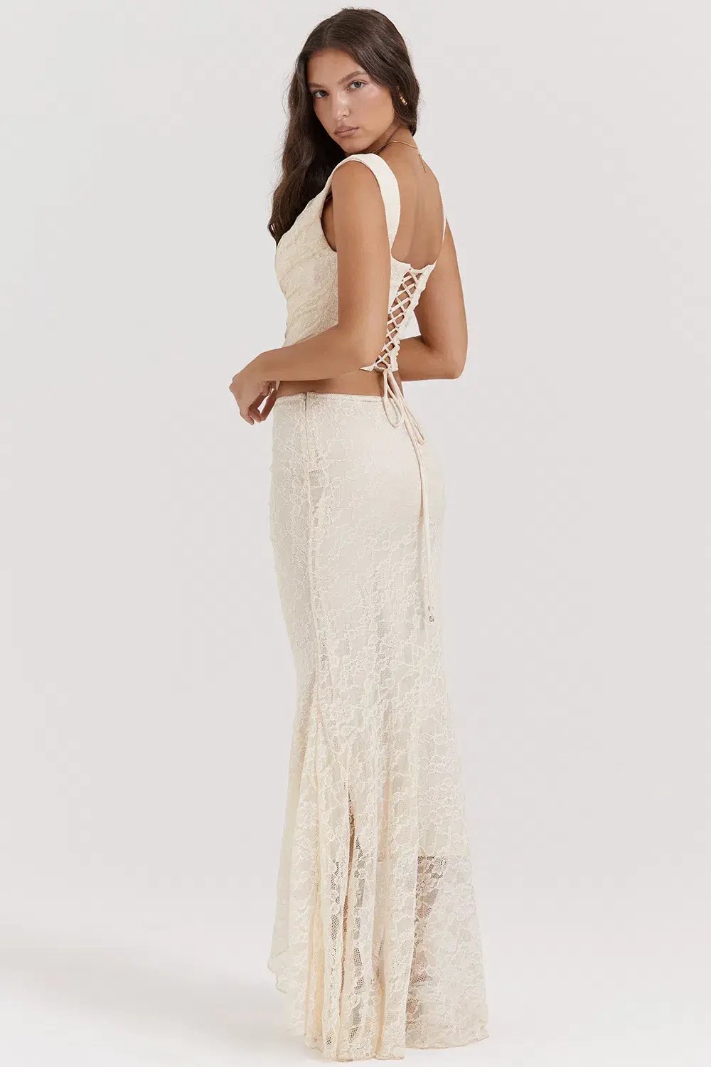 House Of CB Una Corset and Therese Vintage Lace Skirt Set Cream Size M / AU 10 photo 3