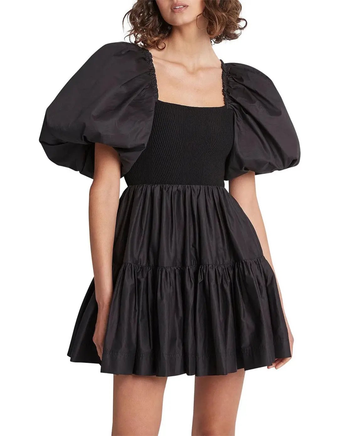 Aje Black Mini Dress - Casa Puff Sleeve - Size 12 photo 3