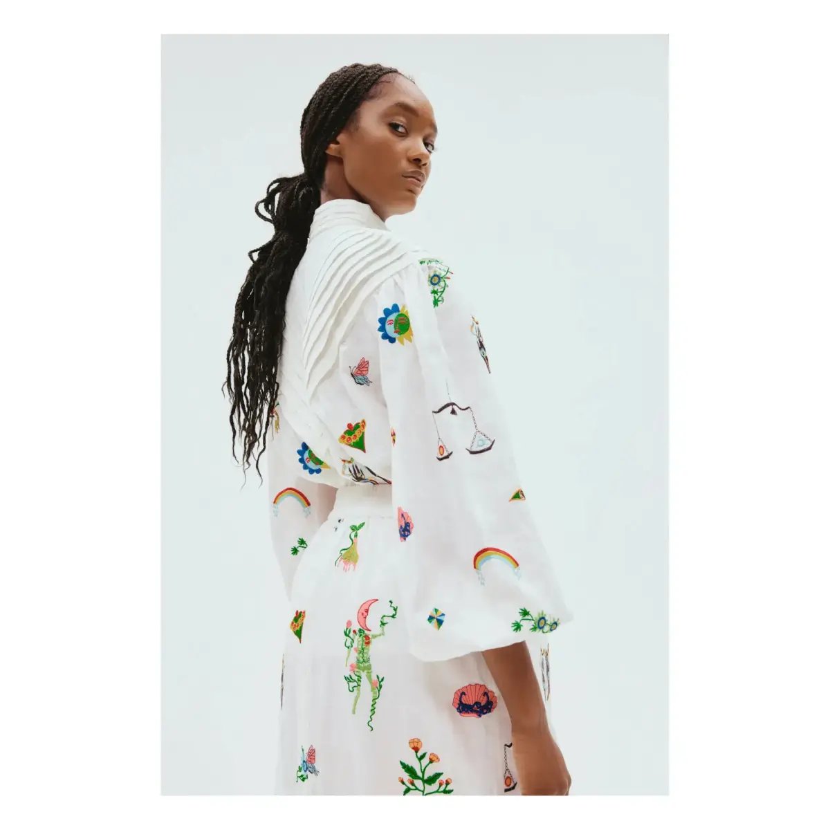 Alemais Atticus Embroidered Shirt and Skirt Set Cream Multi Size 12 photo 2
