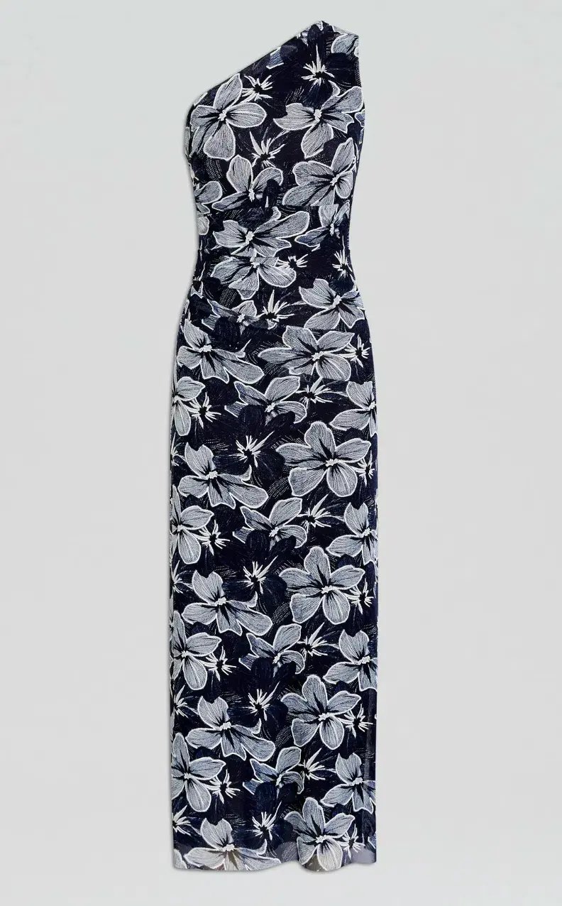 Scanlan Theodore Italian Floral Mesh Dress Navy Size 8 photo 6