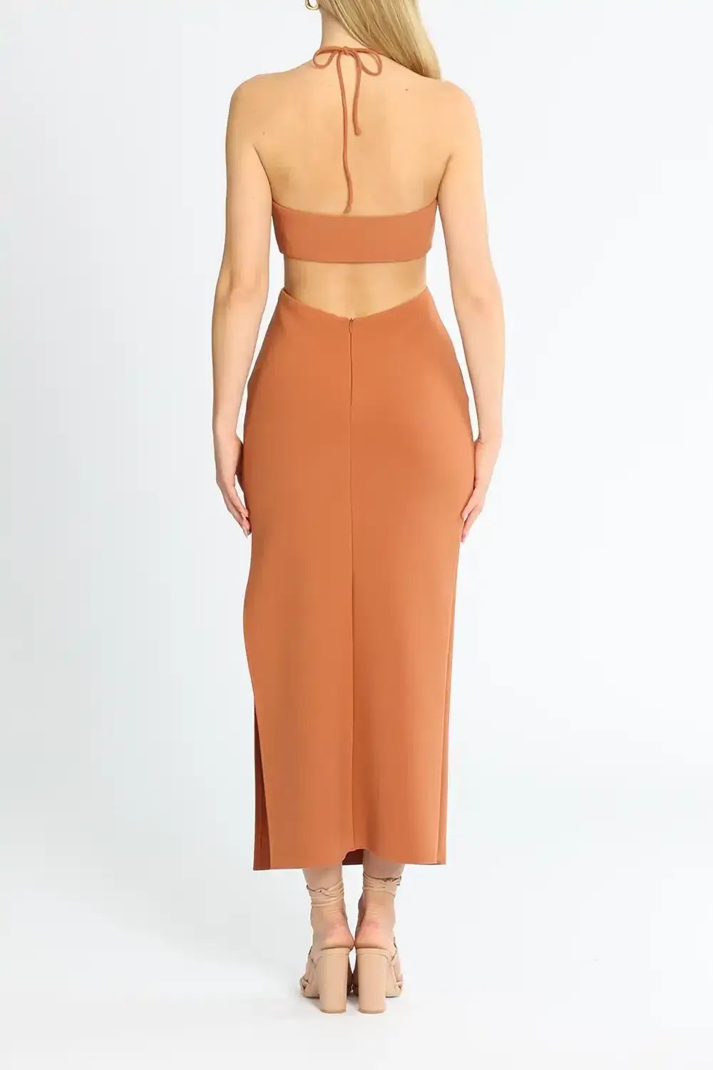 Bec & Bridge Cut Out Midi Dress Orange Size 10 photo 3