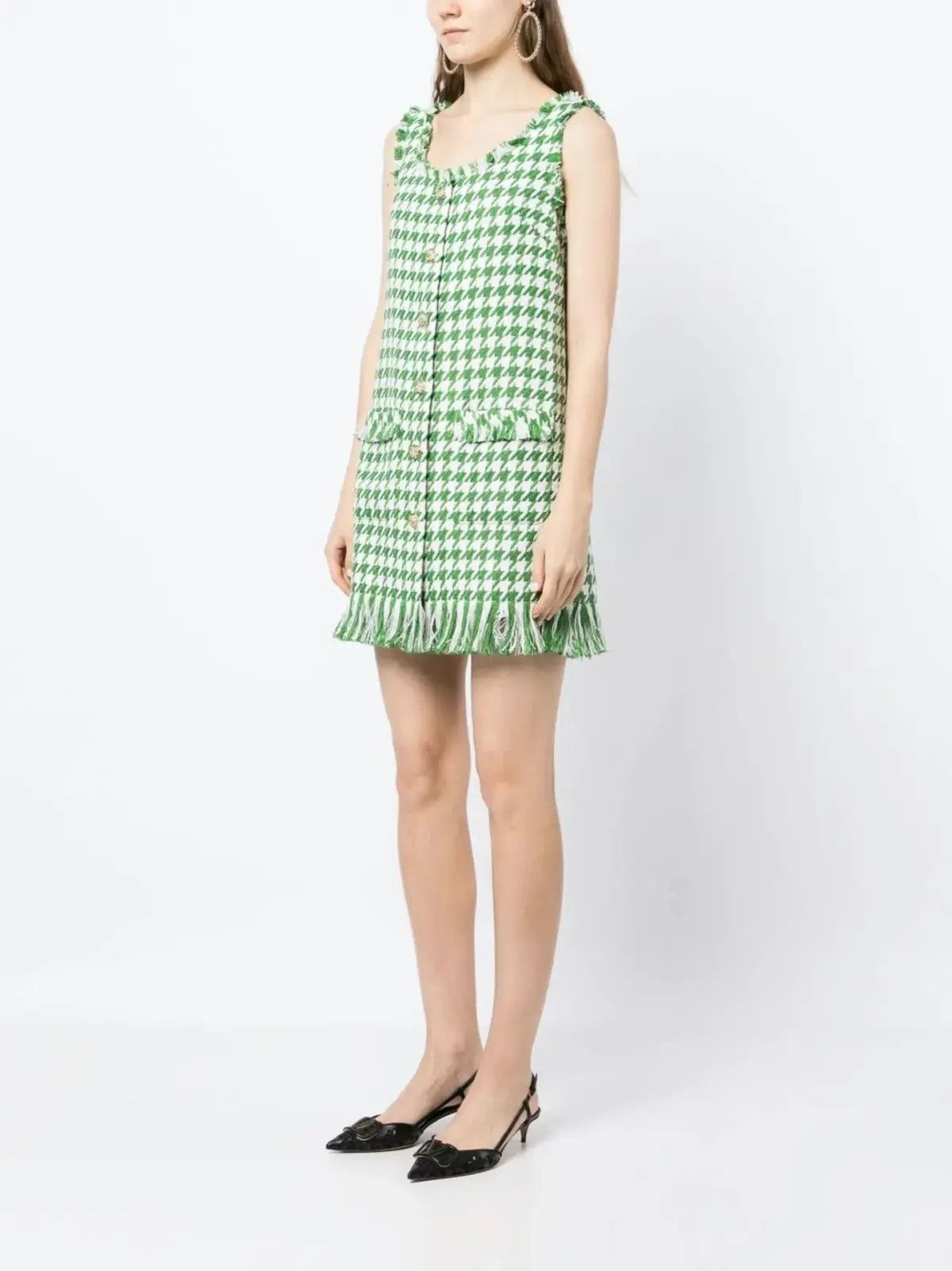 Leo Lin Blair Tweed Mini Dress in Emerald Size 8 photo 2