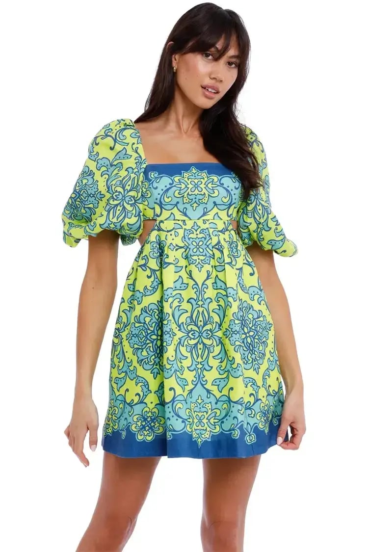 Zimmermann Nina Cut Out Mini Dress Lime Size 12 photo 2