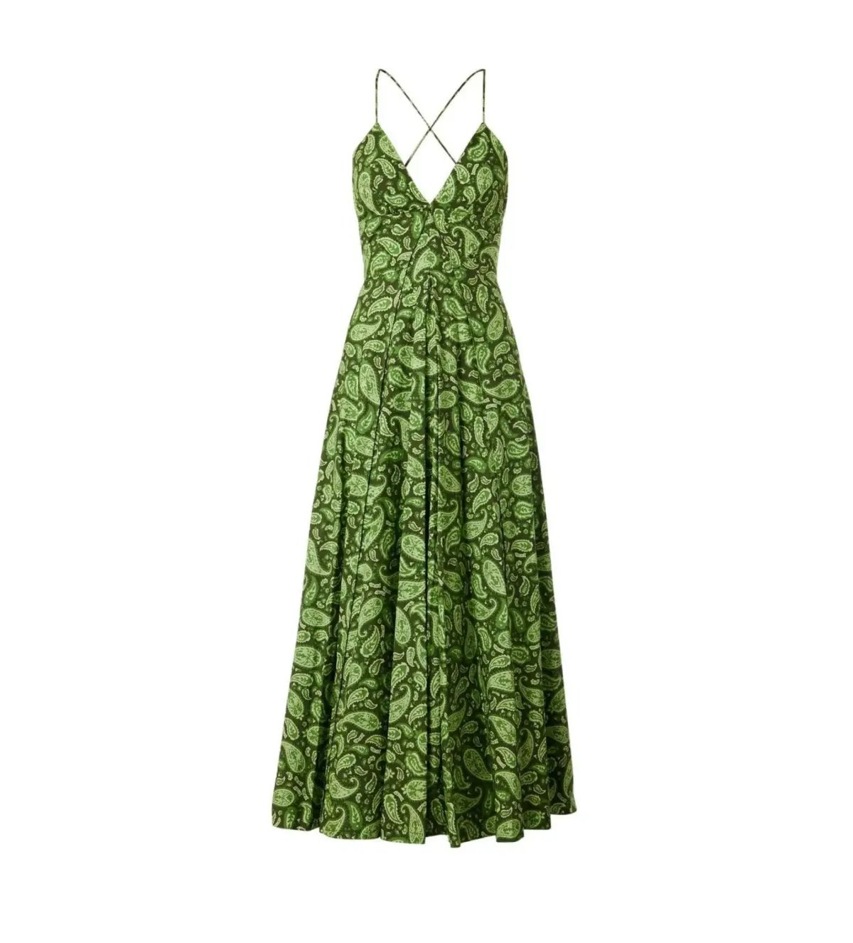 Scanlan Theodore Cotton Paisley Shoestring Dress in Green Size AU 8 photo 6