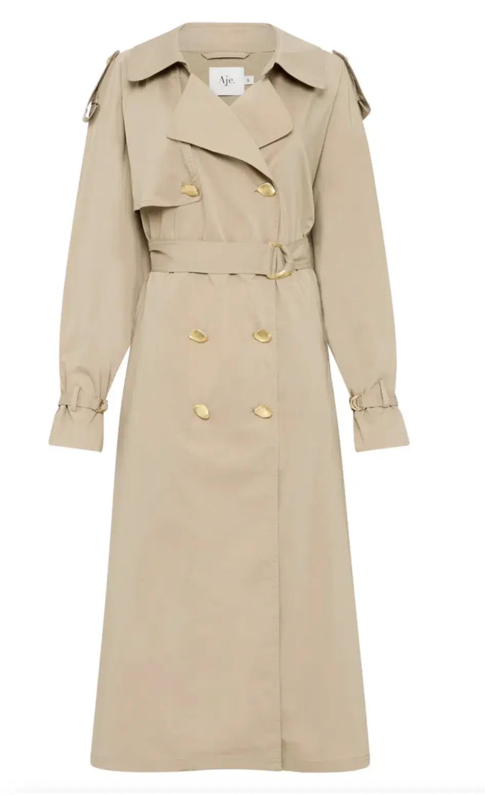 Aje Prima Pleat Trench Coat Desert Khaki Size 12 photo 5