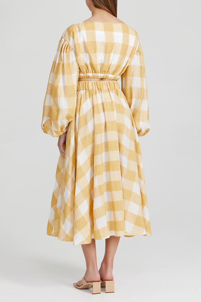 Acler Sutherland Top and Skirt Set Canary Check Size 12 photo 3