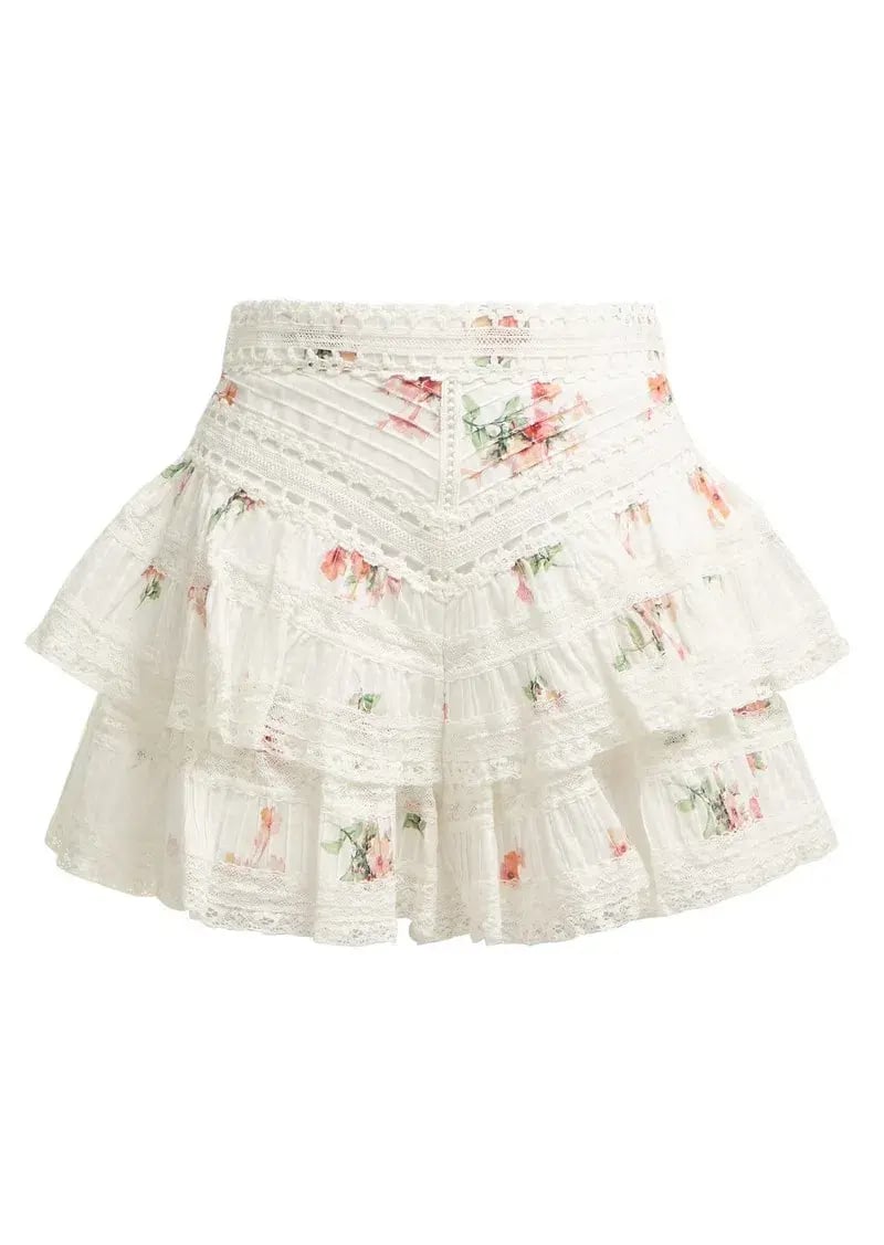 Zimmermann Heathers Pintuck Lace Bikini Top and Frill Shorts Set Print Size 0 photo 3
