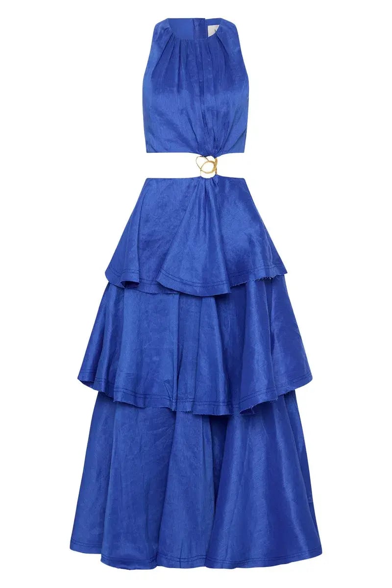 Aje Wave Cut Out Ring Midi Dress Blue Size AU 6 photo 3