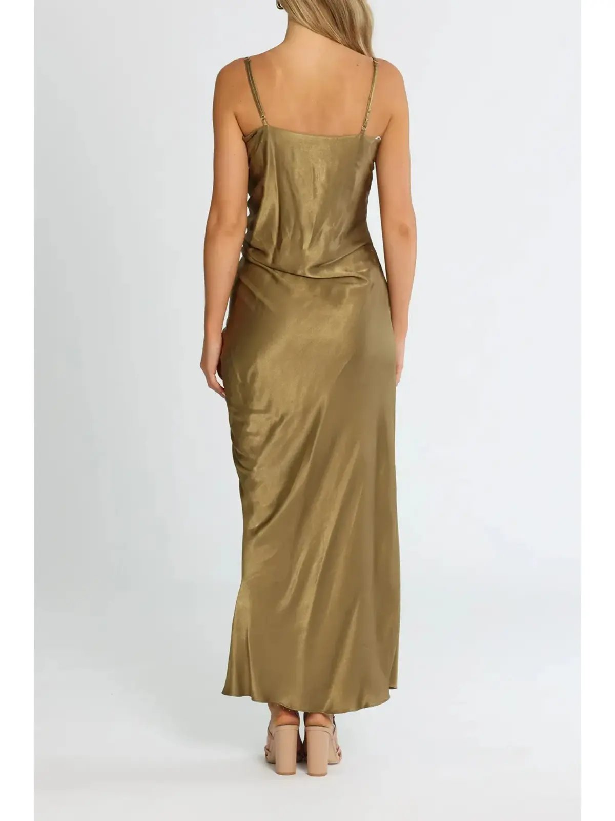 Shona Joy Thalia Bias Ruched Midi Dress in Cumin Size AU 12 photo 3