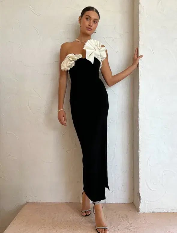 Rachel Gilbert Lavina Midi Dress Black/Ivory Size 0 / AU 6 photo 6