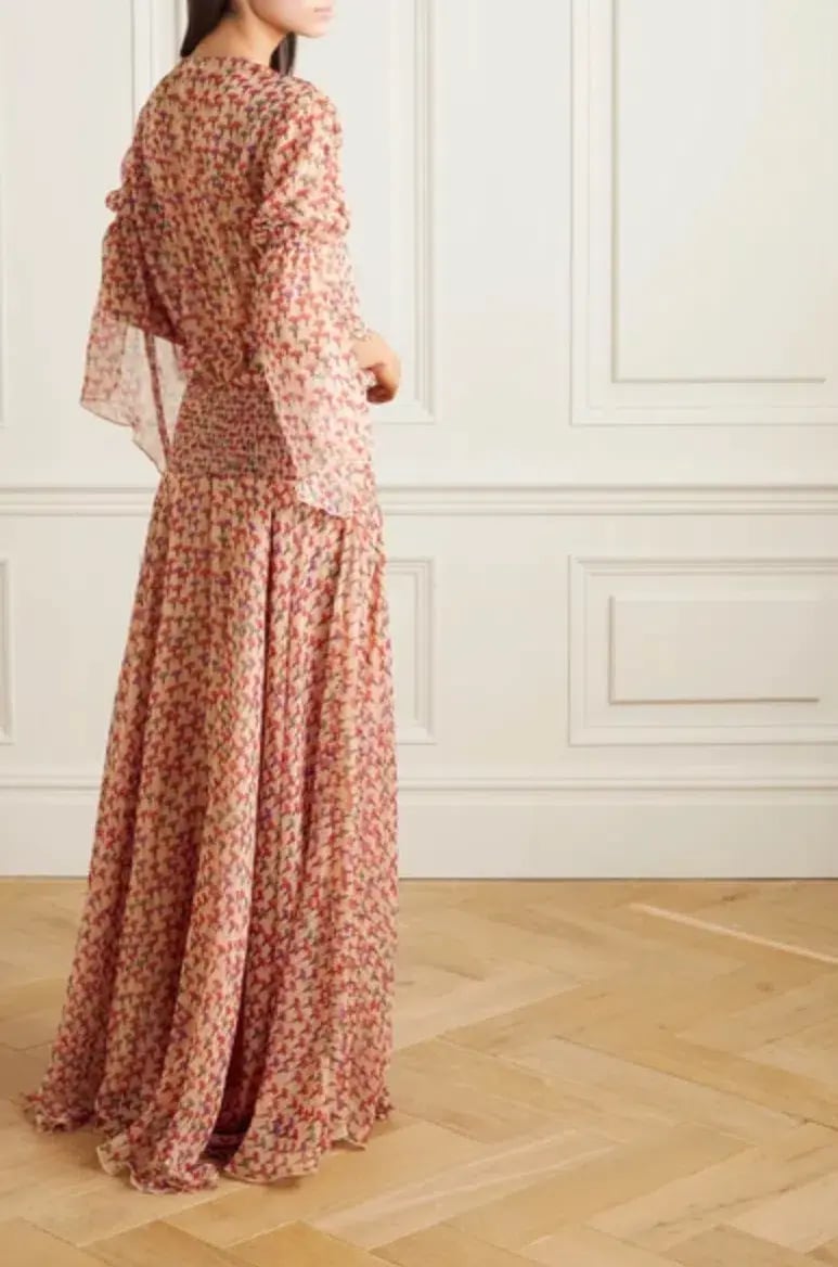 Eywasouls Malibu Claire Smocked Chiffon Maxi Dress Floral Size 8 photo 3